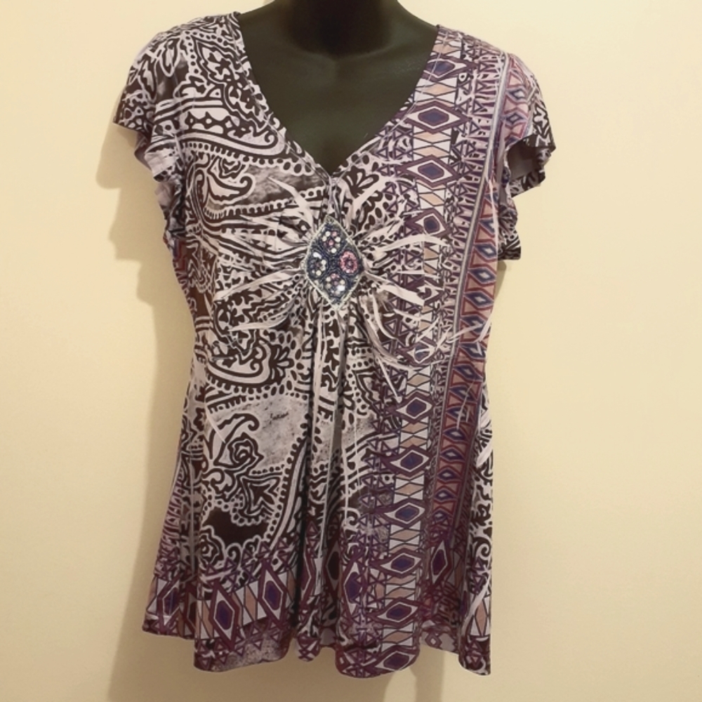 3 for $25- Unity World Wear Beaded Top, Size S-M